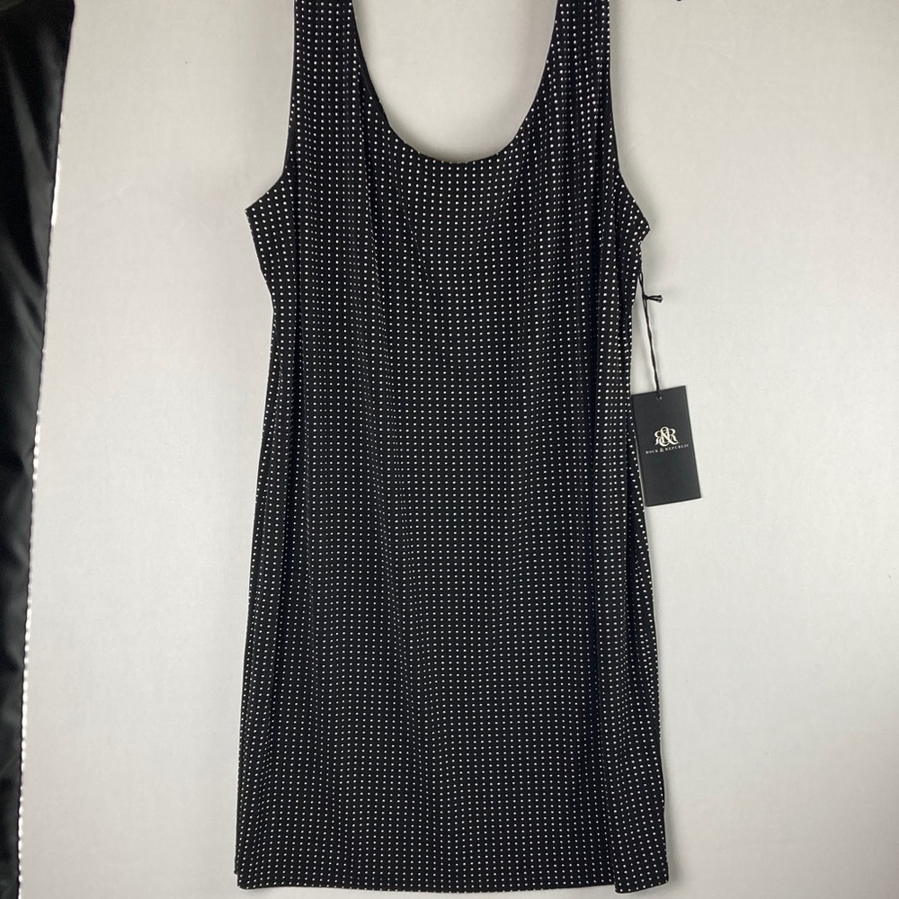 Rock & Republic Black and White Dotted Midi Dress